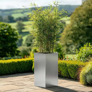 75cm Zinc Galvanised Brushed Silver Tall Square Planter